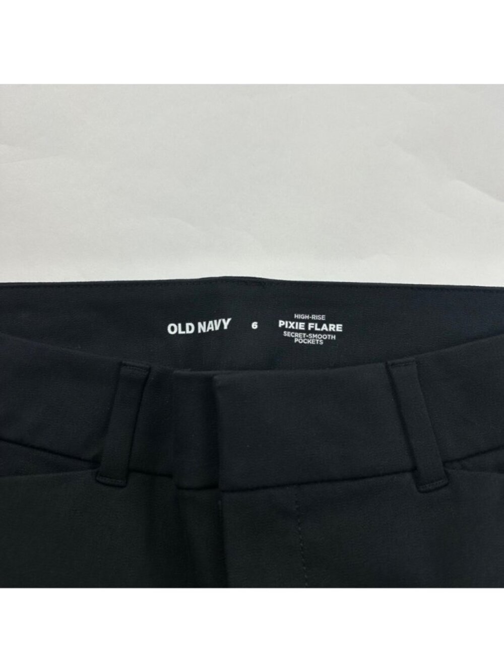 Old Navy Black Stretch Canvas High Rise Pixie Flare Pant 6 New - Picture 4 of 7
